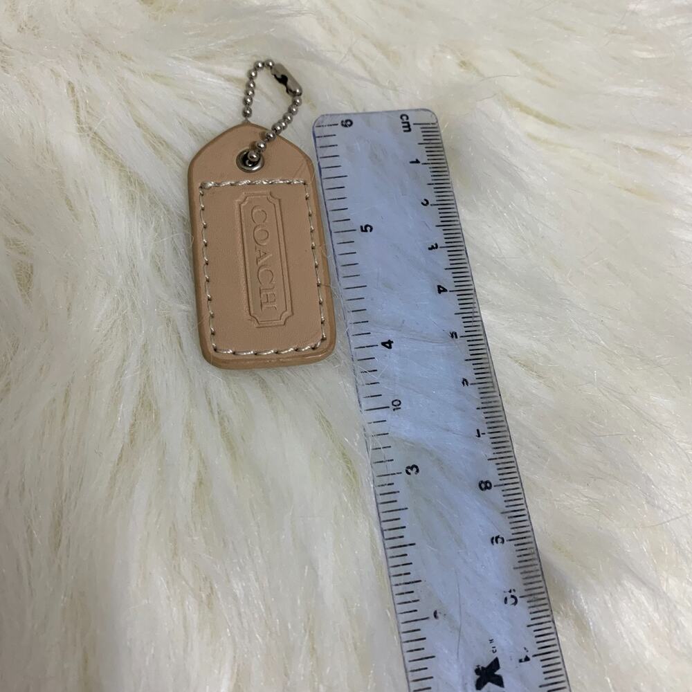 COACH Vintage Nude Beige Leather Lozenge Hang Tag Purse Charm 2" - Picture 4 of 4